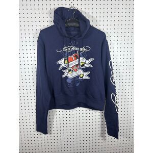 Ed Hardy Broken Heart and Fairytale Navy Eclipse Hoodies Sweatshirt size XL